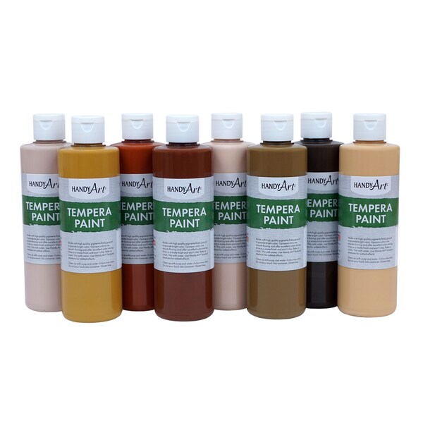 Tempera Paint, Multicultural, 8 oz, PK8
